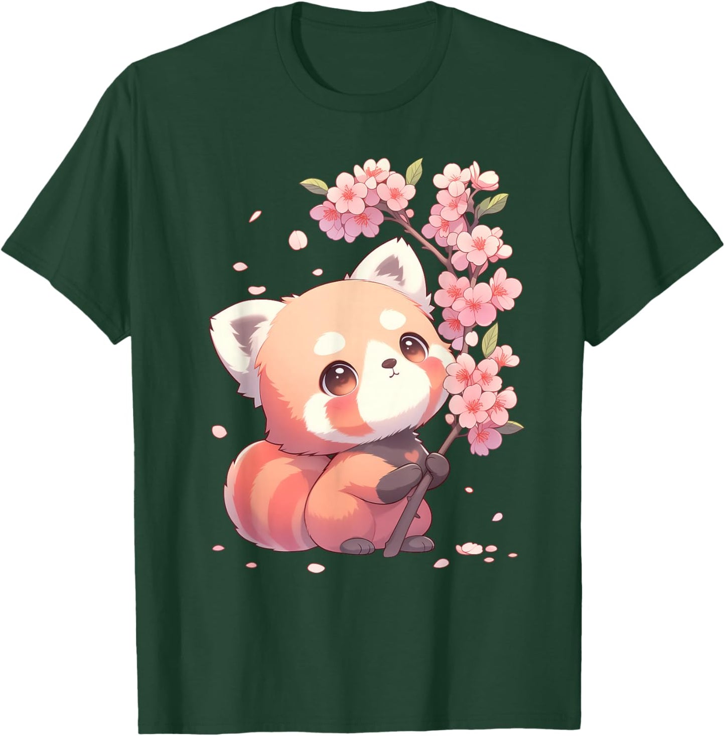 Kawaii Sakura Red Panda| Cute Red Panda Cherry Blossom T-Shirt - T-Shirt | Forest