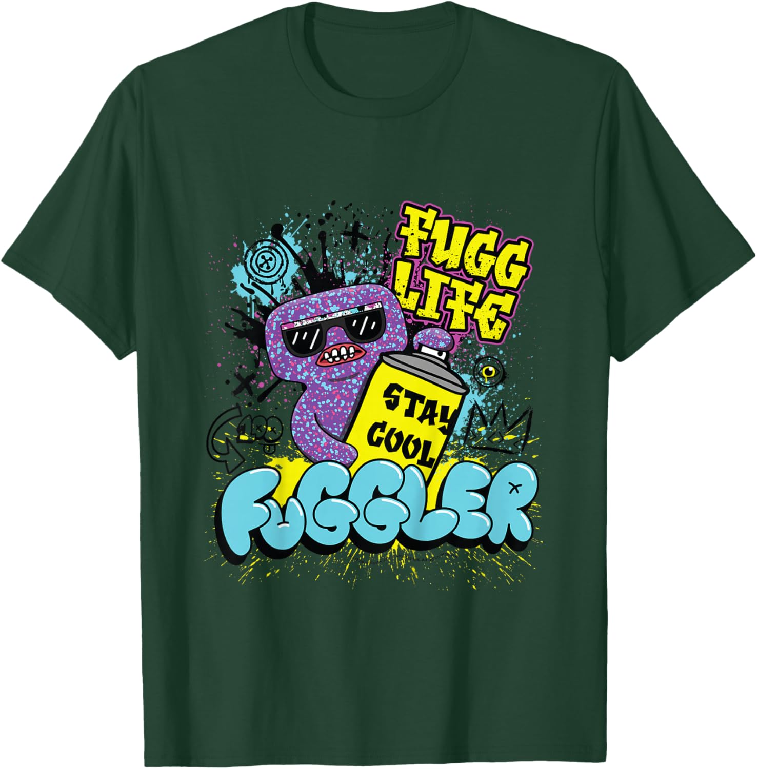 Fuggler Squidge Fugg Life Graffiti Spray Can Kids T-Shirt - T-Shirt | Forest