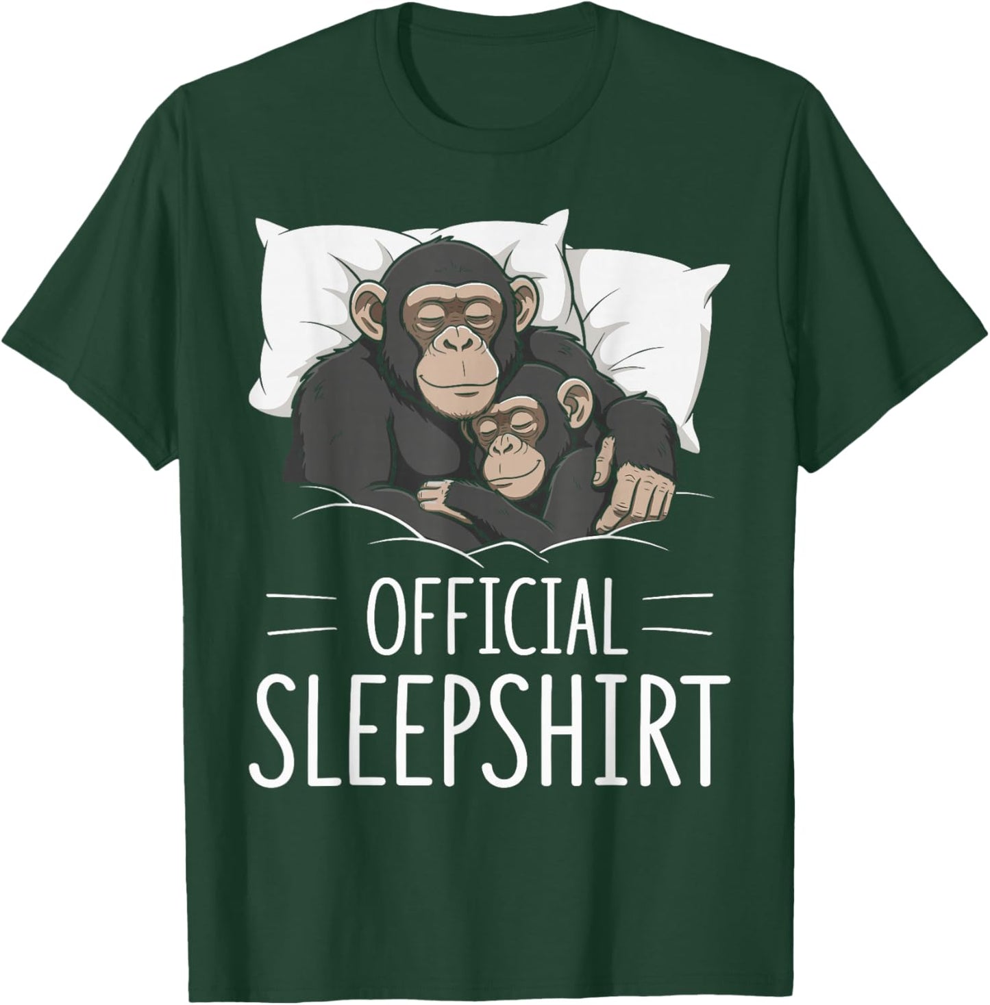 Official Sleepshirt Sleeping Chimpanzee Monkey Lovers Pajama T-Shirt - T-Shirt | Forest