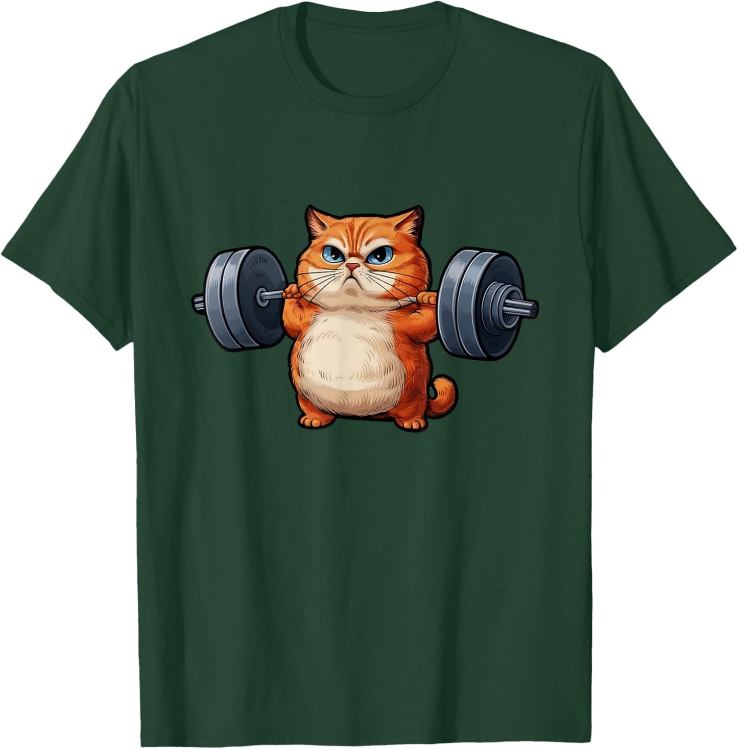 Cat Weightlifting - Funny Cat Workout and Fitness Women Kids T-Shirt - T-Shirt | Forest