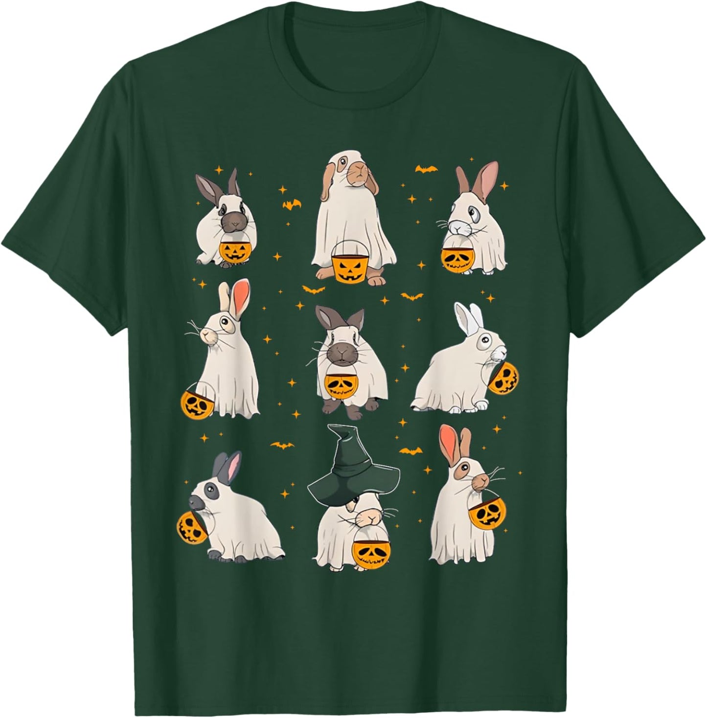 Cute Fall Bunny Ghost Costume Rabbit Lover Spooky Season T-Shirt - T-Shirt | Forest
