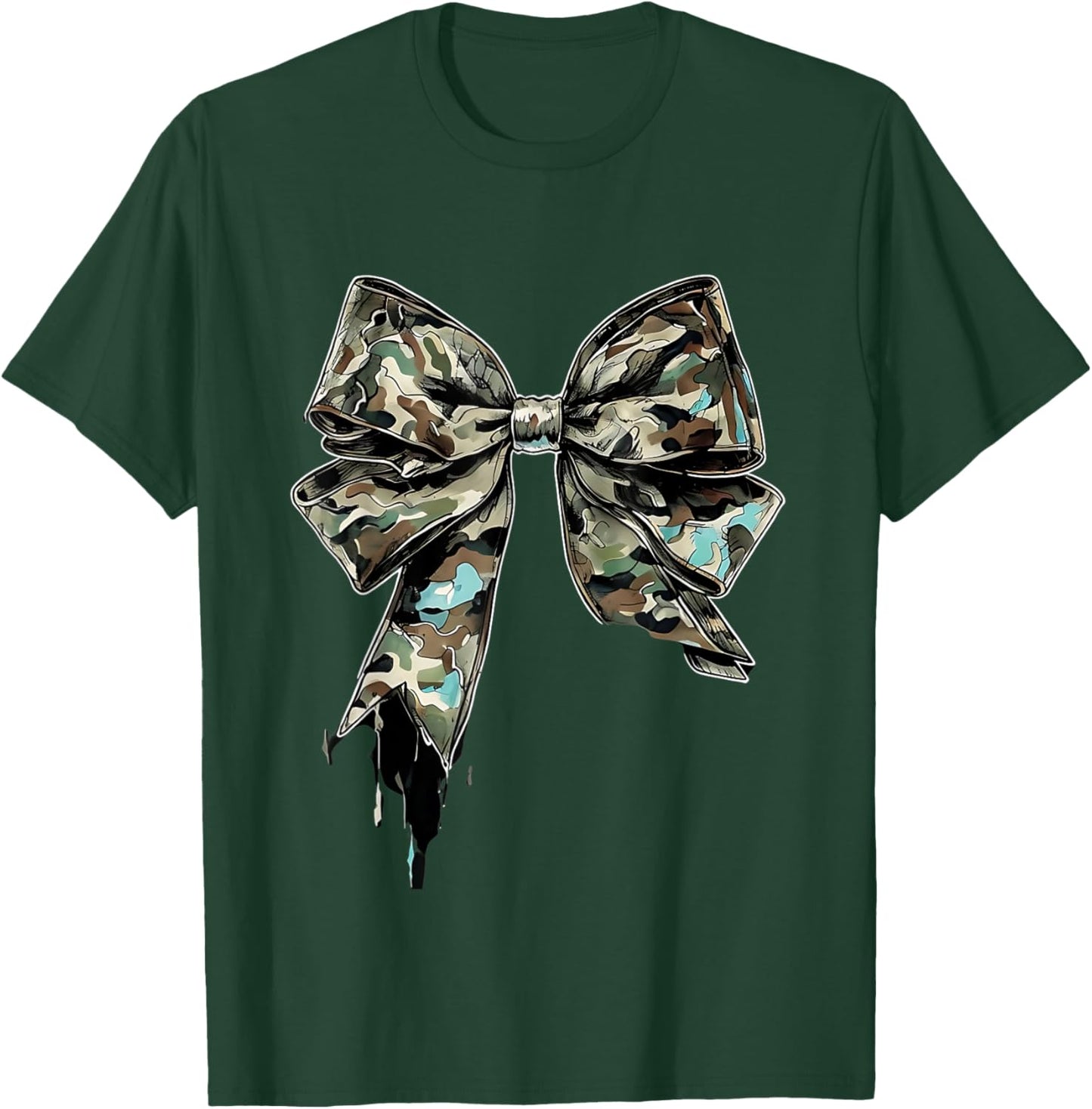 Camouflage Old Camo Bow Camo Coquette Bow Hunting Women Girl T-Shirt - T-Shirt | Forest