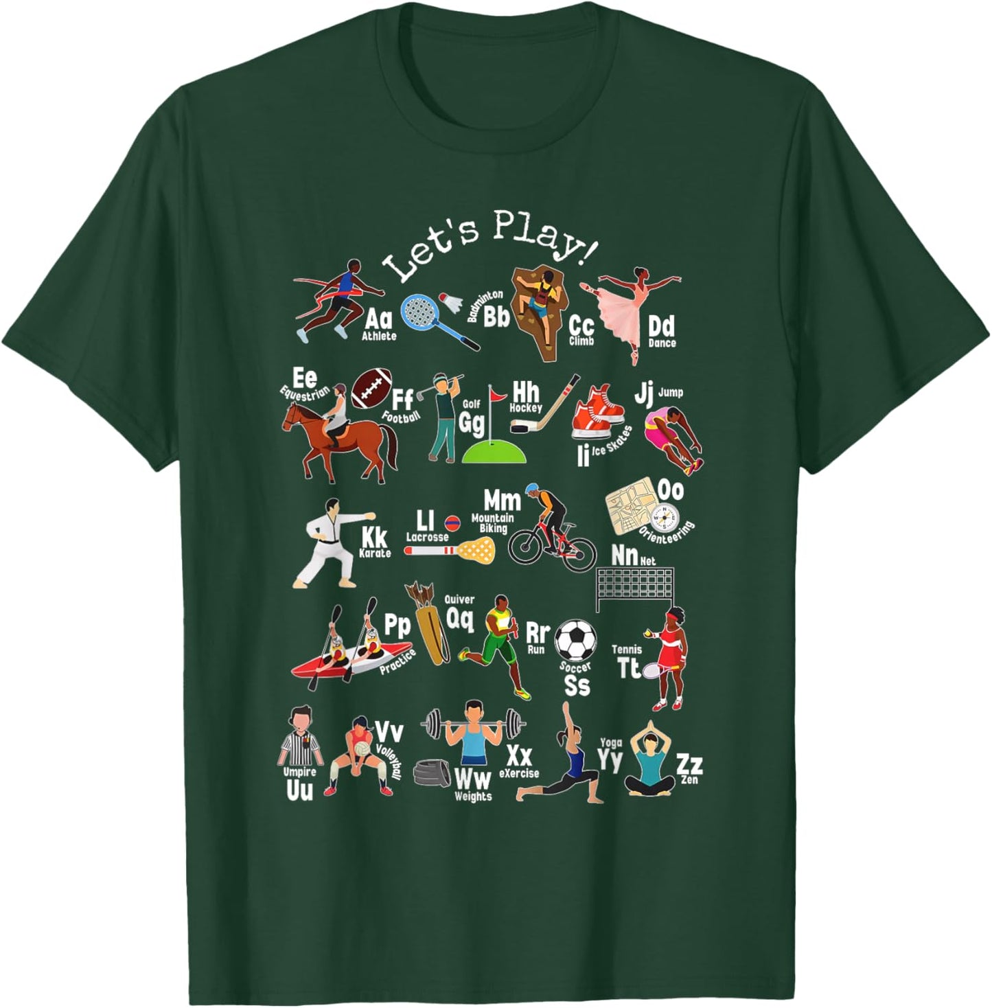 PE Teacher Alphabet ABCs Physical Education Health Teacher T-Shirt - T-Shirt | Forest