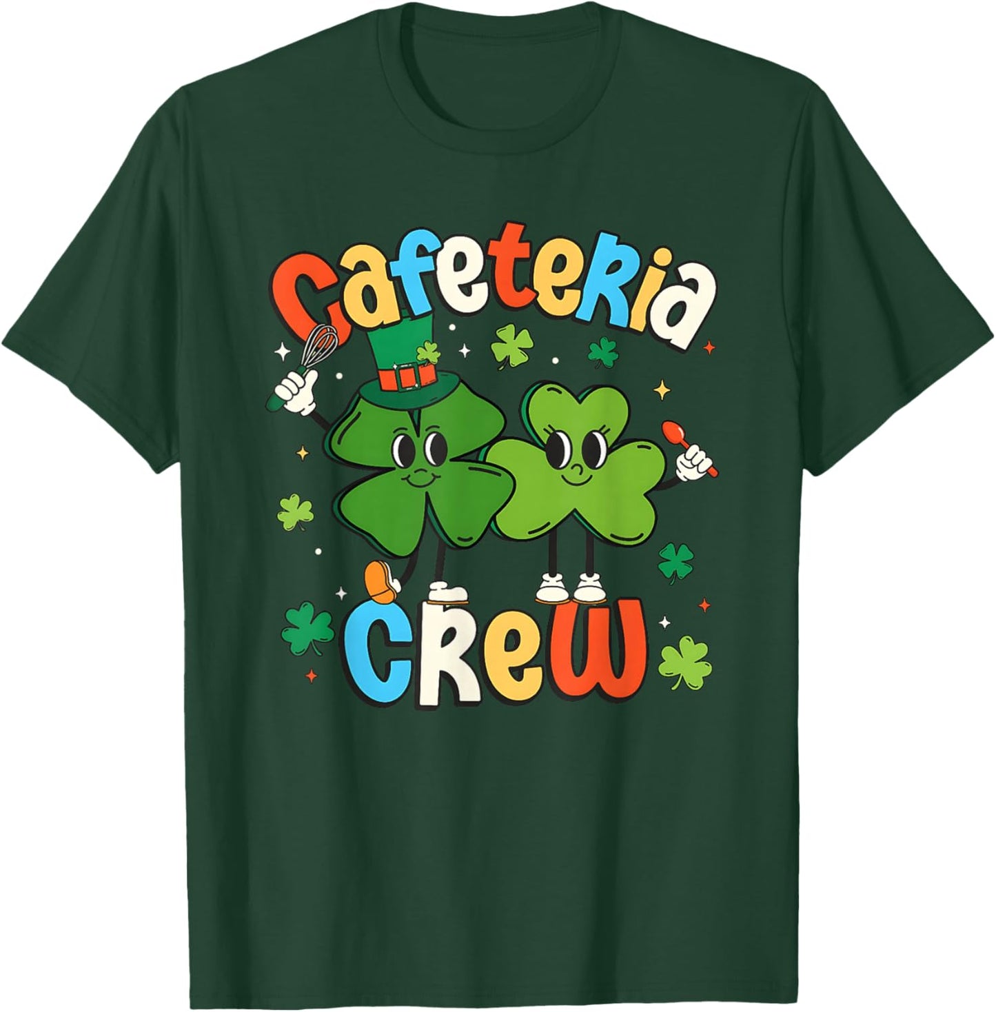 Cafeteria Crew St Patrick Day Shirt Lunch Lady Shamrock T-Shirt - T-Shirt | Forest
