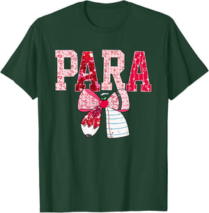 Coquette Bow Pencil Funny para Teacher Valentine Red Hearts T-Shirt - T-Shirt | Forest