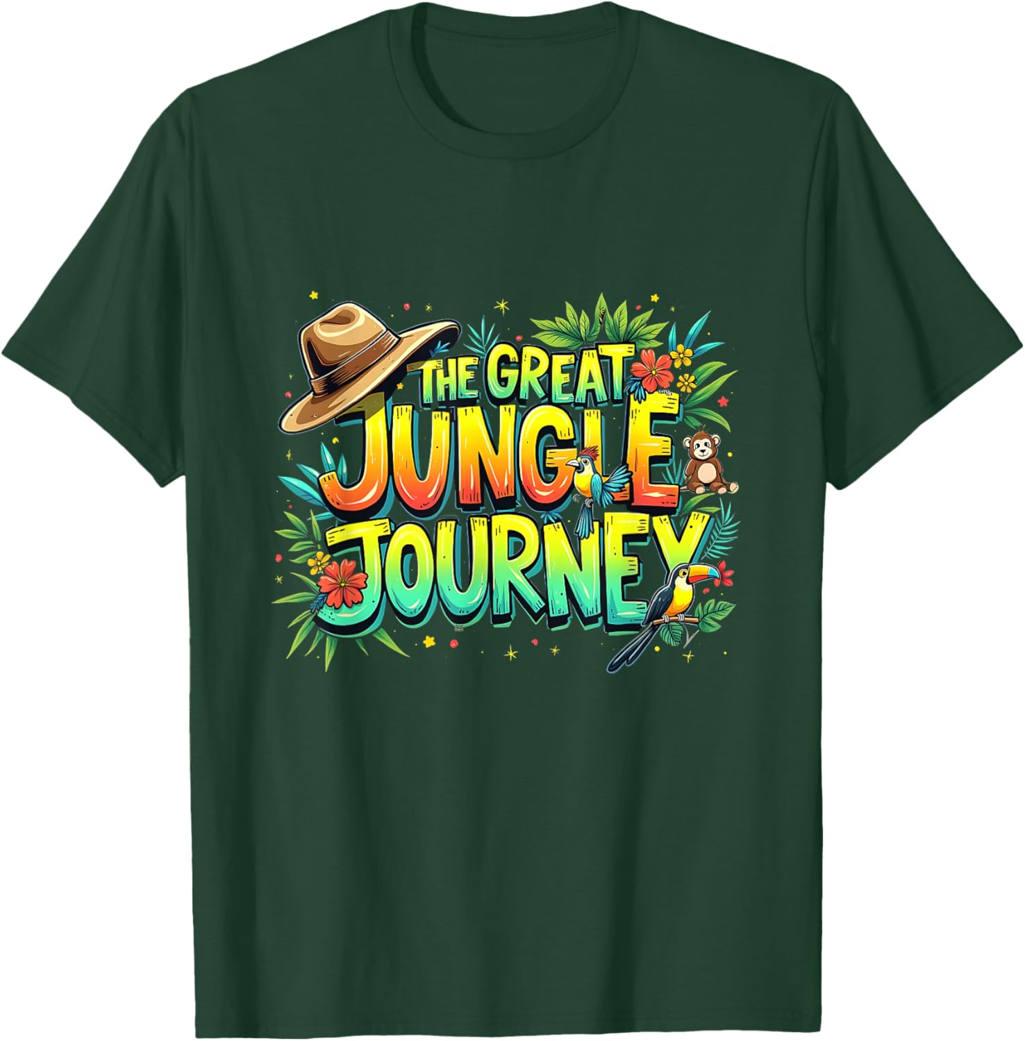 Retro The Great Jungle Journey Adventure Theme VBS Graphic T-Shirt - T-Shirt | Forest