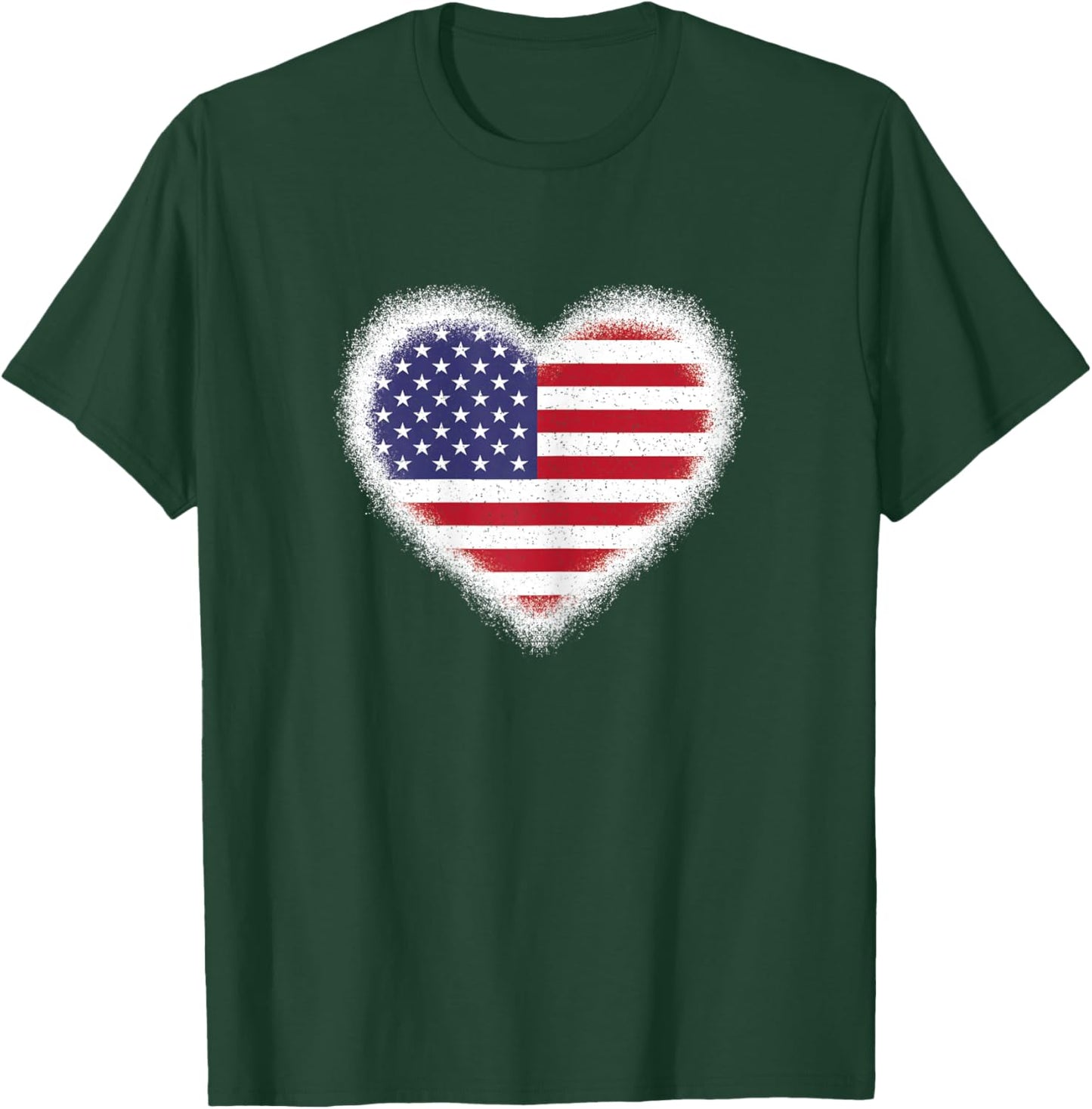 USA Heart Flag American Patriotic 4th of July Women Girls T-Shirt - T-Shirt | Forest