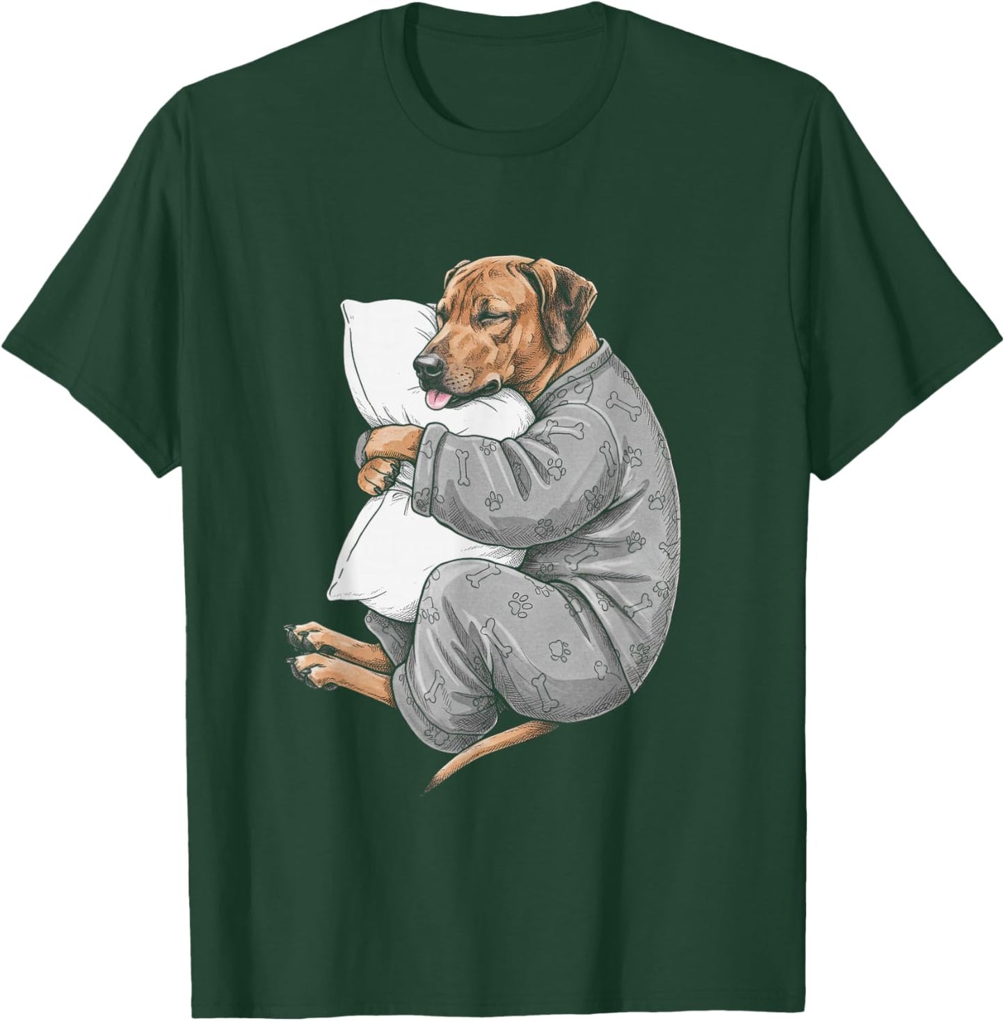 Funny Sleepy Rhodesian Ridgeback Pajama Men Women Kids T-Shirt - T-Shirt | Forest