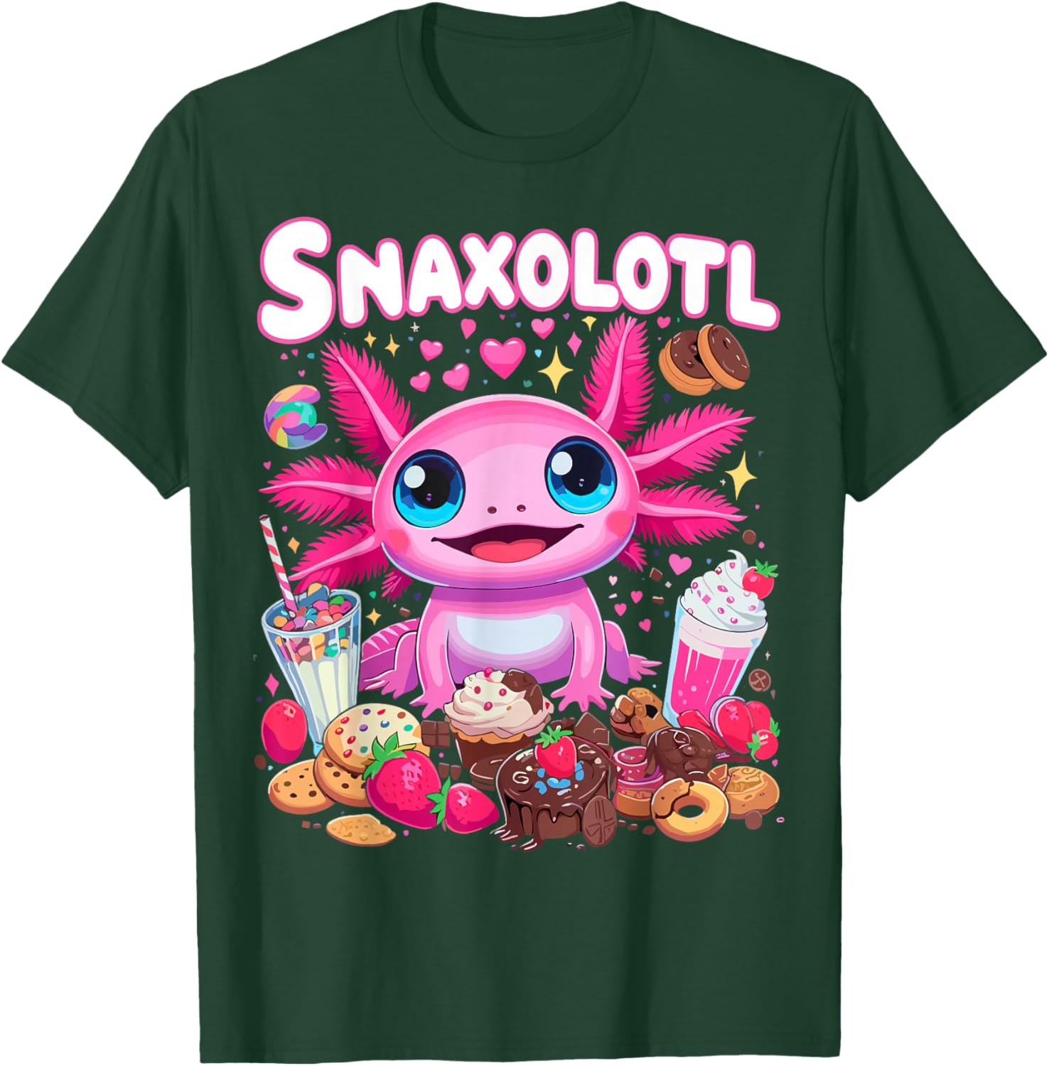 Axolotl Funny Snaxolotl Snacks Axolotls T-Shirt - T-Shirt | Forest