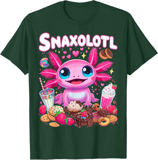 Axolotl Funny Snaxolotl Snacks Axolotls T-Shirt - T-Shirt | Forest