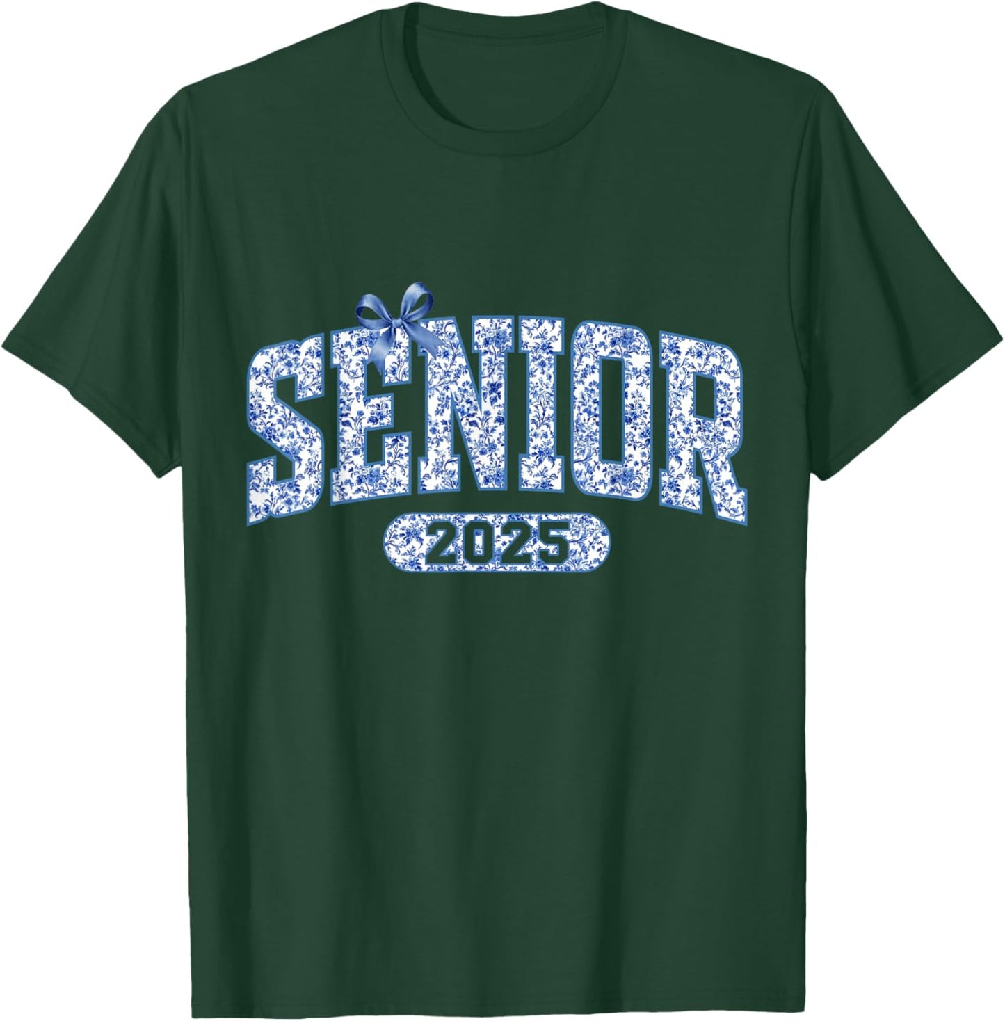 Chinoiserie Coquette Bow Senior 2025 T-Shirt - T-Shirt | Forest