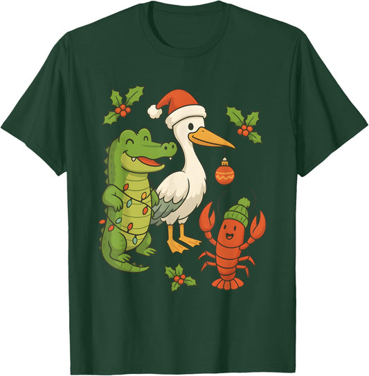 Louisiana Swamp Pals Christmas T-Shirt - T-Shirt | Forest