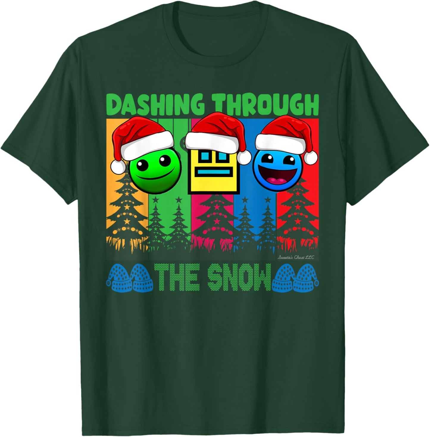 Geometry Dashing Through The Snow Sleep Dash Game Christmas T-Shirt - T-Shirt | Forest