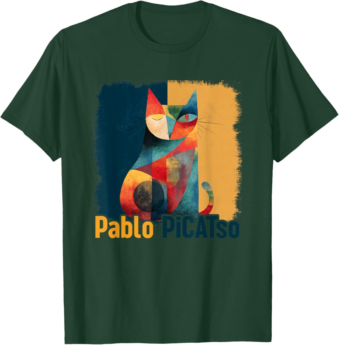 Funny Cat Design Picatso T-Shirt - T-Shirt | Forest