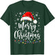 Merry Christmas Lights Red Santa Hat Xmas Family Men Women T-Shirt - T-Shirt | Forest