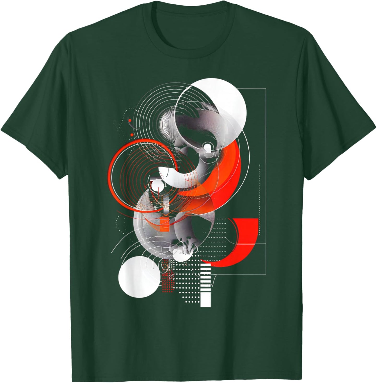 Abstract Red, Black and White Geometric Art T-Shirt - T-Shirt | Forest