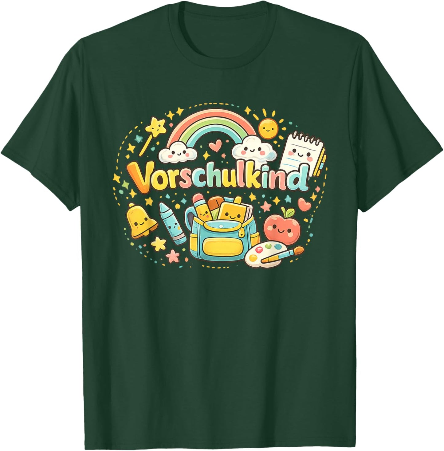 Vorschulstart 2026 Regenbogen Schulanfang Vorschulkind T-Shirt - T-Shirt | Forest