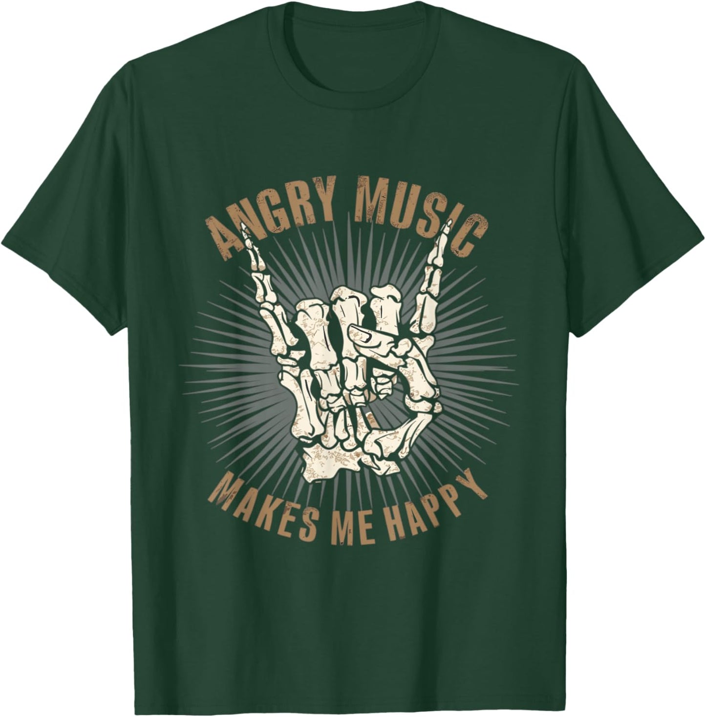 Funny Rockn Roll Saying Angry Music Makes Me Happy Metalhead T-Shirt - T-Shirt | Forest