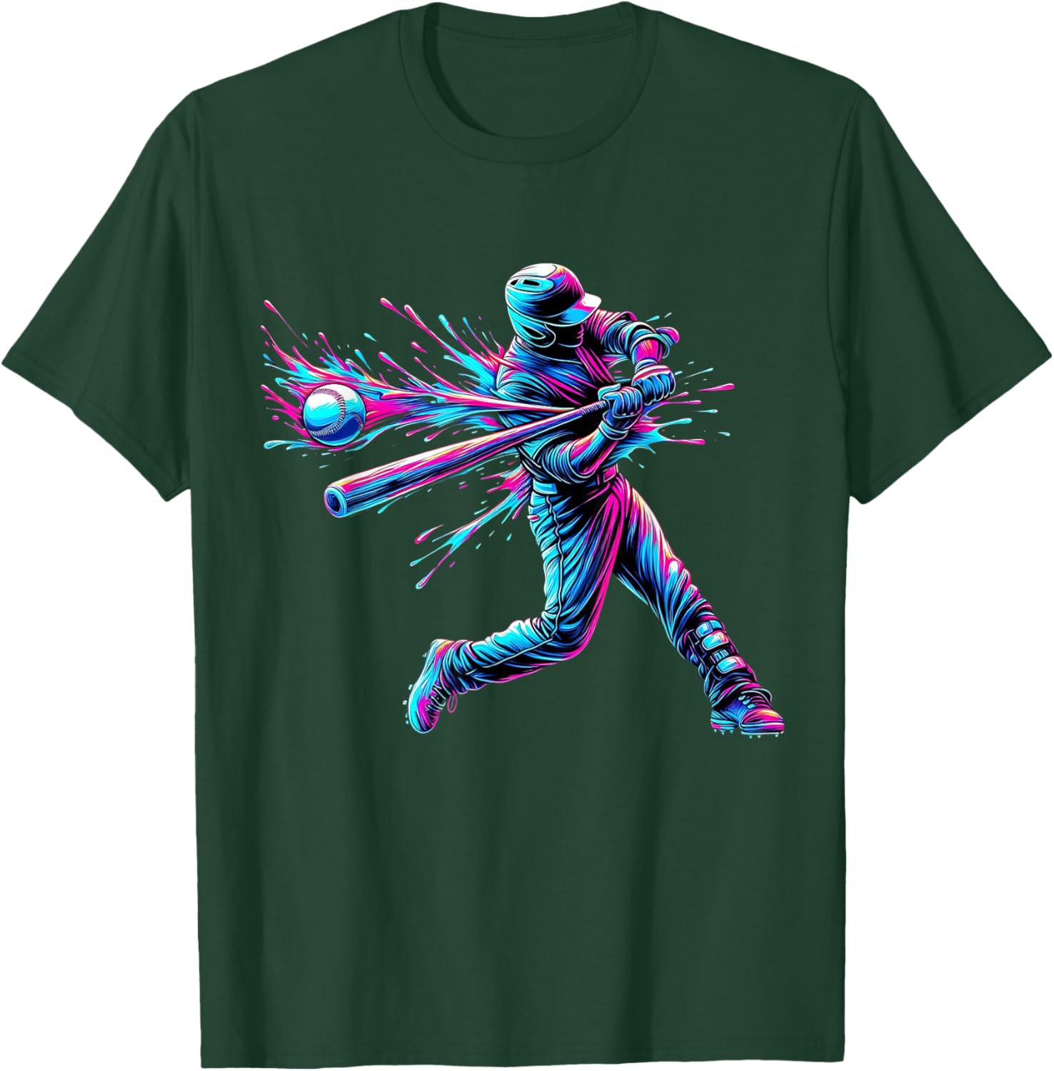 Baseball Player Drip Ice Cream Boys & Men Cool Baseball Bat T-Shirt - T-Shirt | Forest