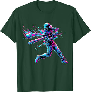 Baseball Player Drip Ice Cream Boys & Men Cool Baseball Bat T-Shirt - T-Shirt | Forest