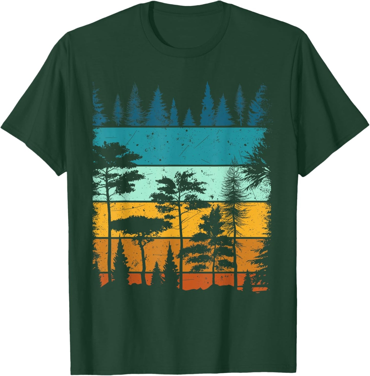 Retro Forest Trees Outdoors Nature Wildlife Vintage Graphic T-Shirt - T-Shirt | Forest