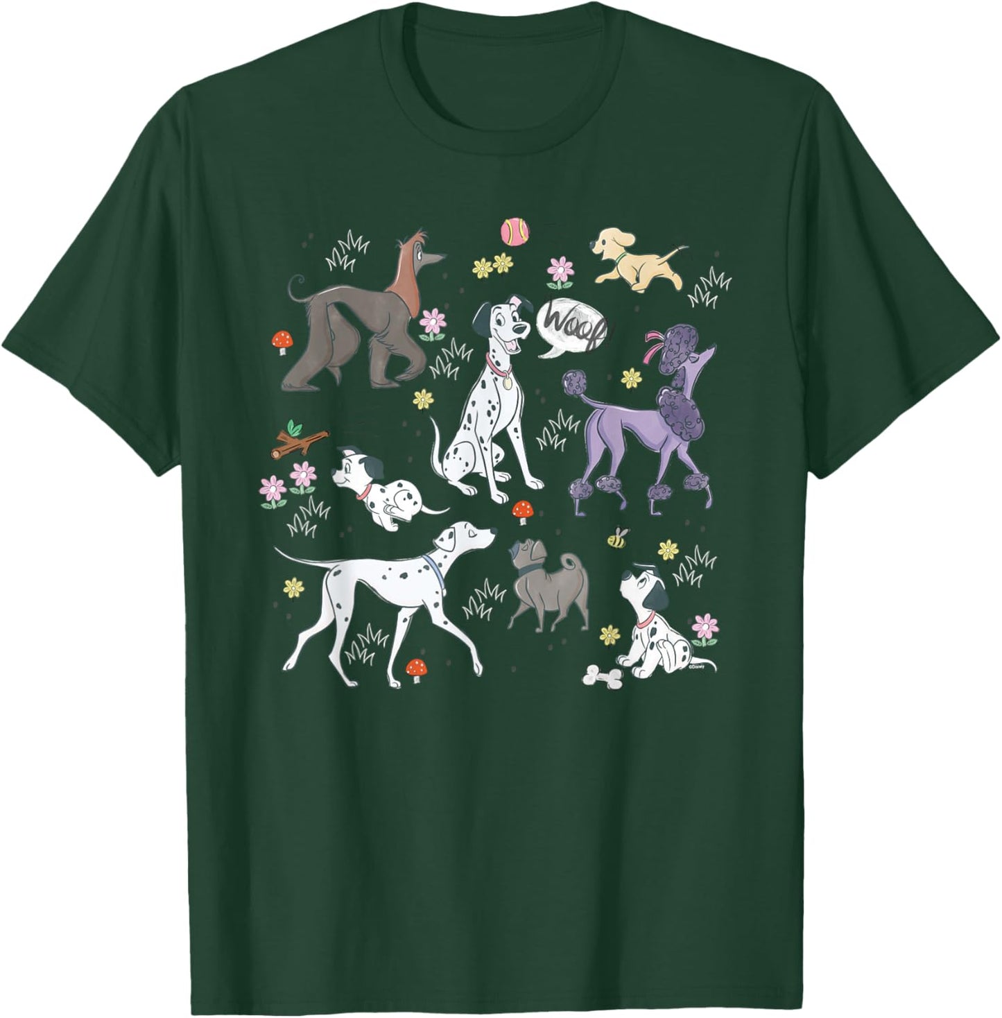 Disney 101 Dalmatians 65th Anniversary Pongo's Dog Park Pals T-Shirt - T-Shirt | Forest