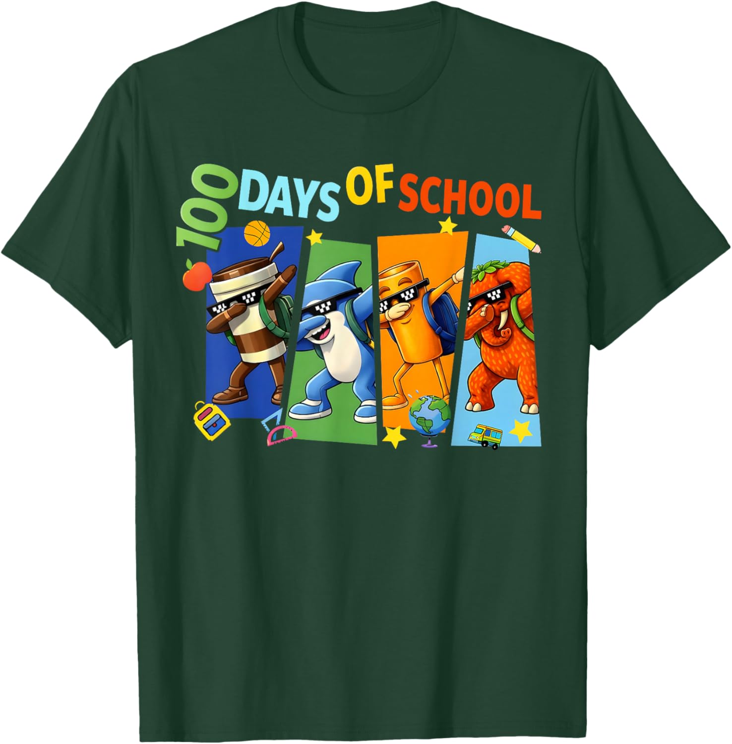 100 Days of School Funny Dabbing Brainrot Gift Boys Kids T-Shirt - T-Shirt | Forest