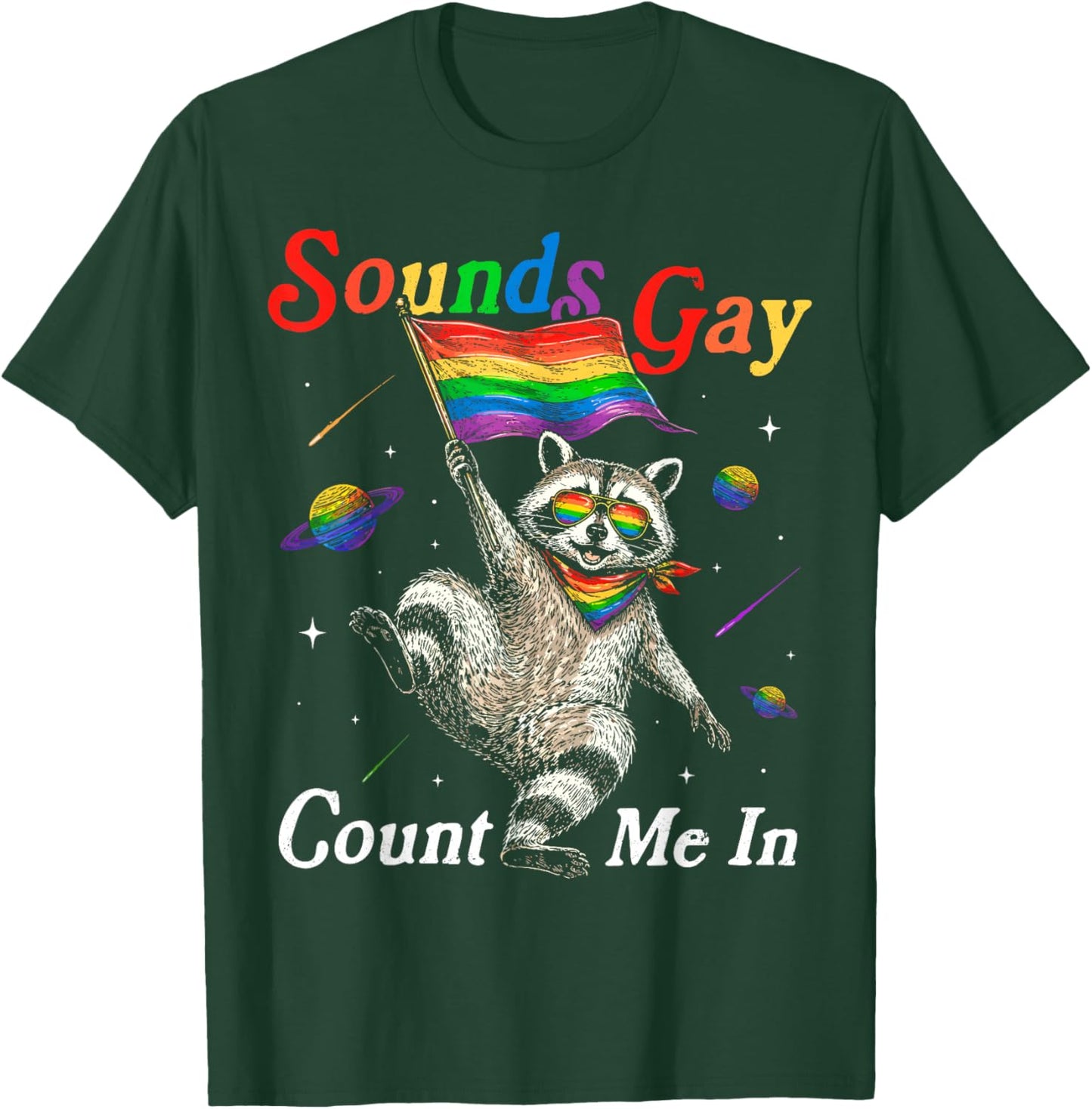 Funny Raccoon Meme Rainbow LGBTQ Pride Lesbian Gay Men Women T-Shirt - T-Shirt | Forest