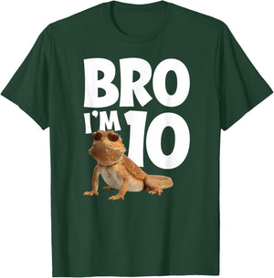 10th Reptile Birthday Ten Year Old Bearded Dragon Birthday T-Shirt - T-Shirt | Forest