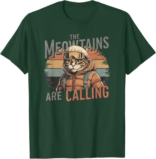 The meowtains are calling Cat Snowboard Ski Men Women Kids T-Shirt - T-Shirt | Forest