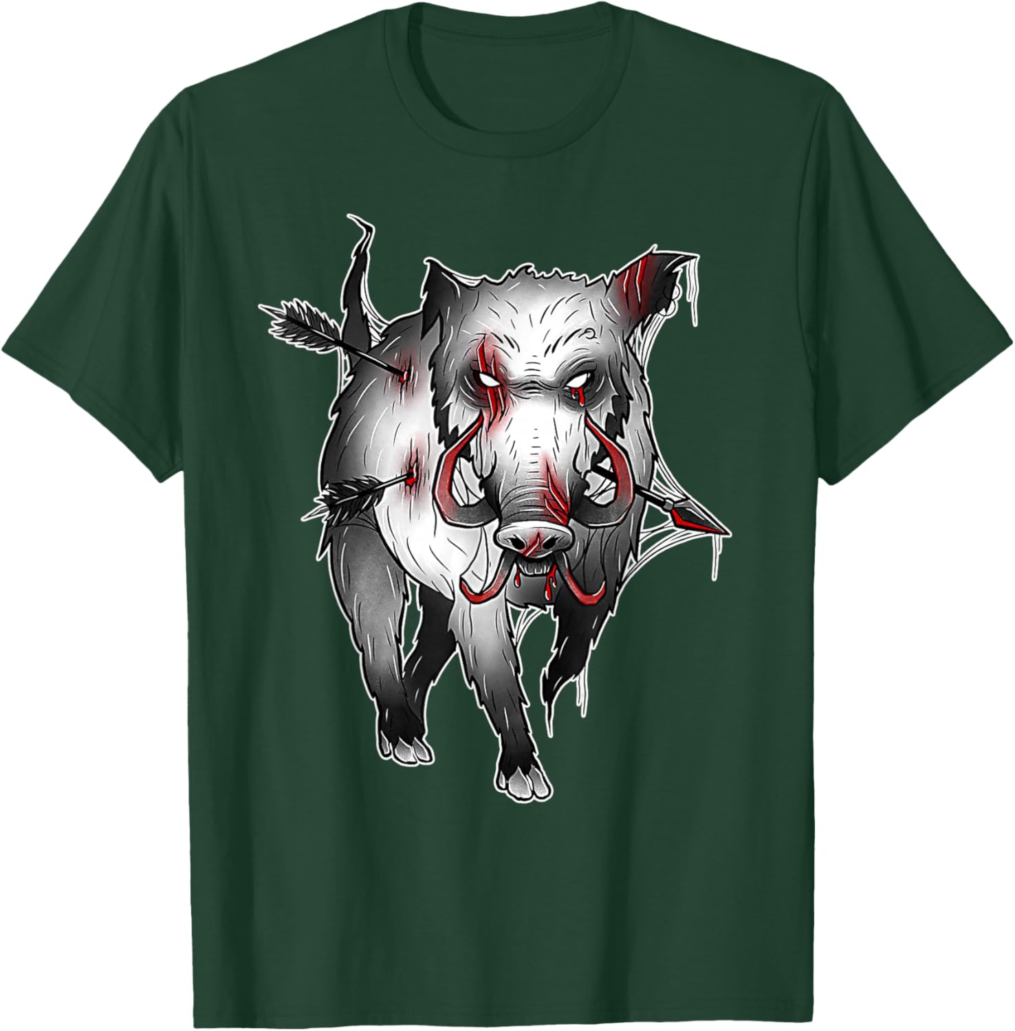 Wild Boar Zombie Hog Creepy Pig T-Shirt - T-Shirt | Forest