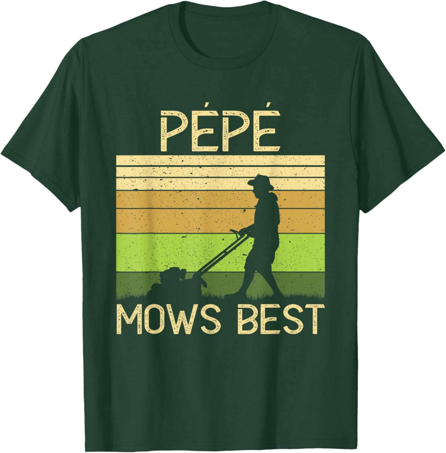 Pepe Mows Best Funny Lawn Mowing Grandpa Gardening T-Shirt - T-Shirt | Forest