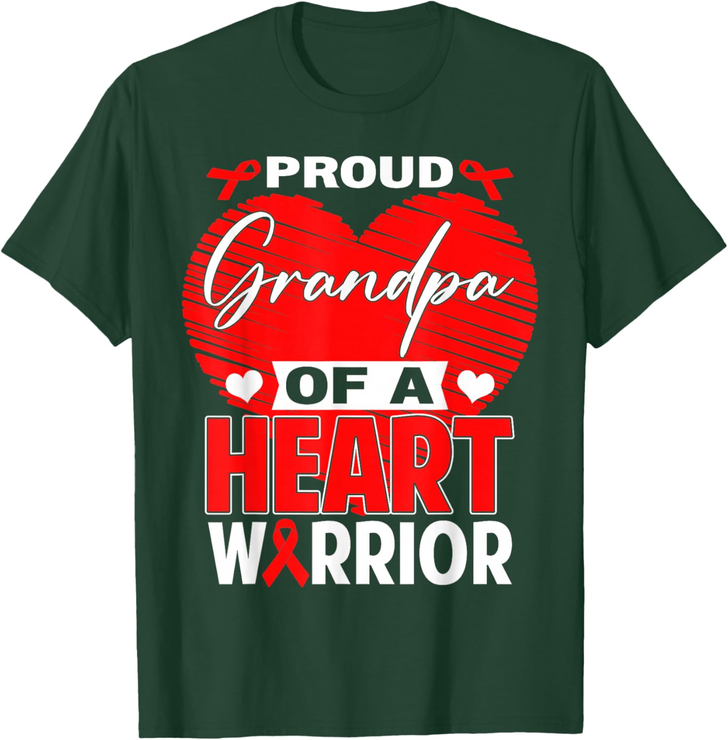 Proud Grandpa of Heart Warrior Heart Disease Awareness T-Shirt - T-Shirt | Forest