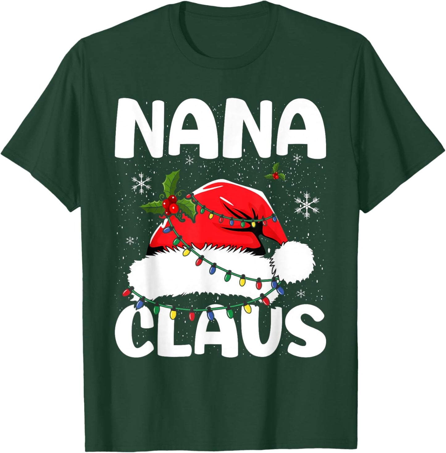 Nana Claus Christmas Lights Pajama Family Matching T-Shirt - T-Shirt | Forest