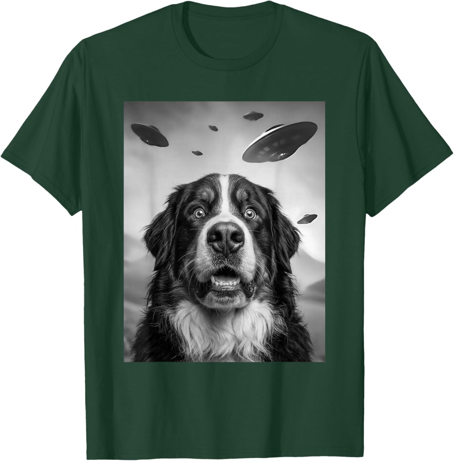 Bernese Mountain UFO Dog T-Shirt - T-Shirt | Forest