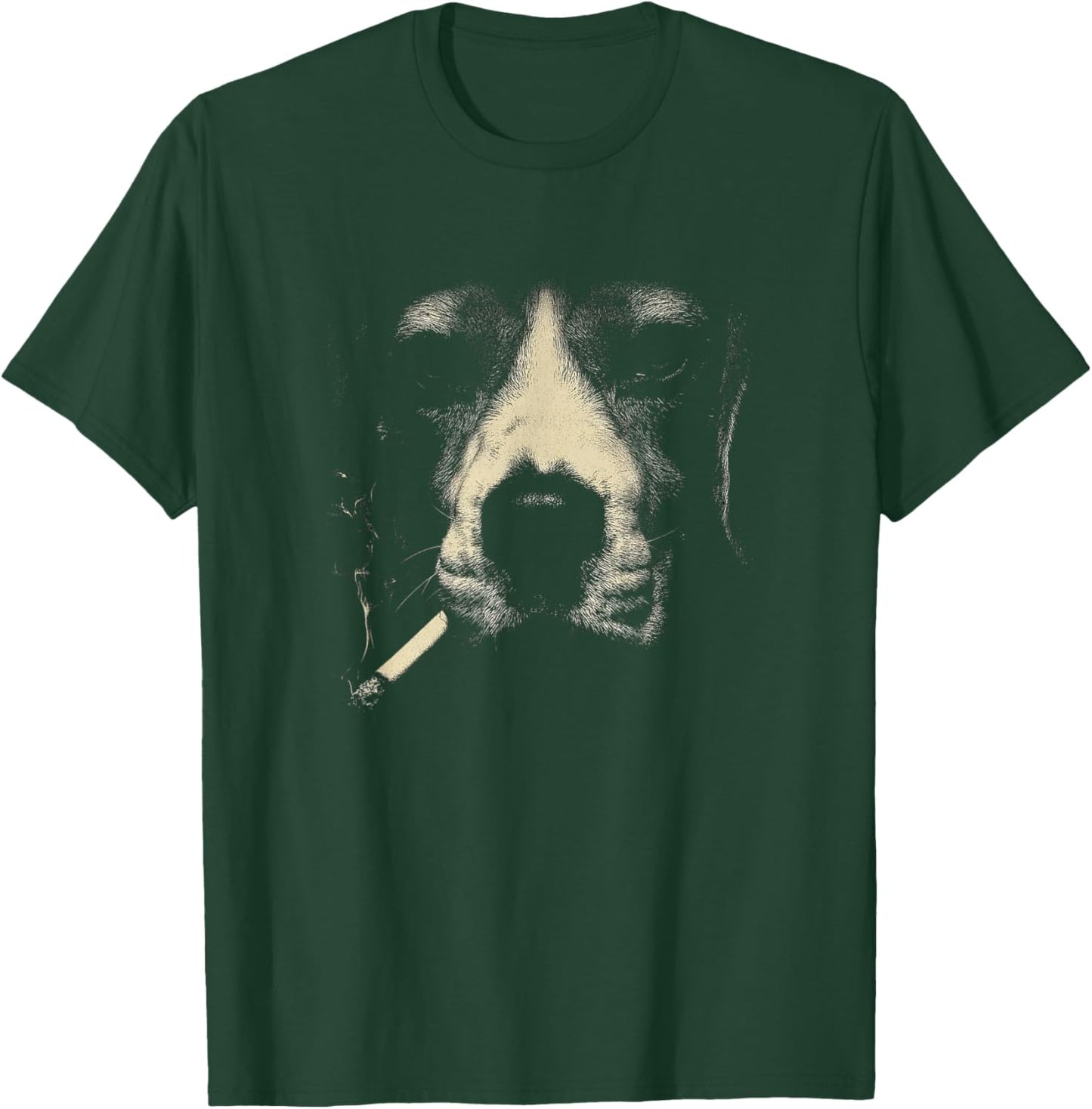 Smoking Dog Face with Cigarette Abstract Minimal T-Shirt - T-Shirt | Forest
