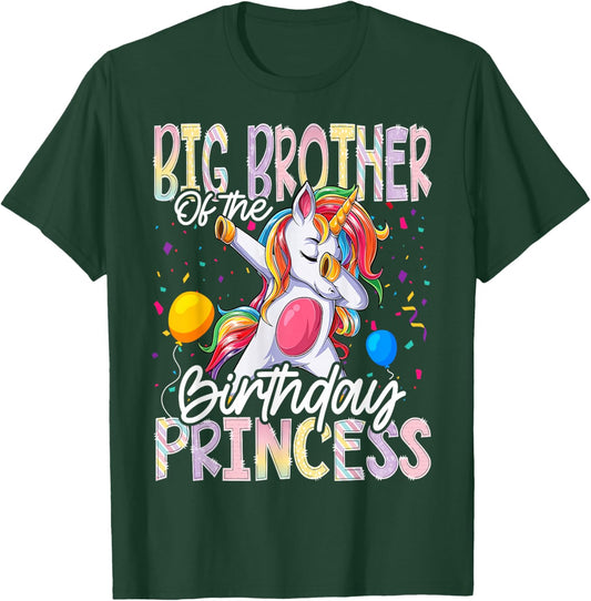 Big Brother of The Birthday Princess Dabbing Unicorn T-Shirt - T-Shirt | Forest