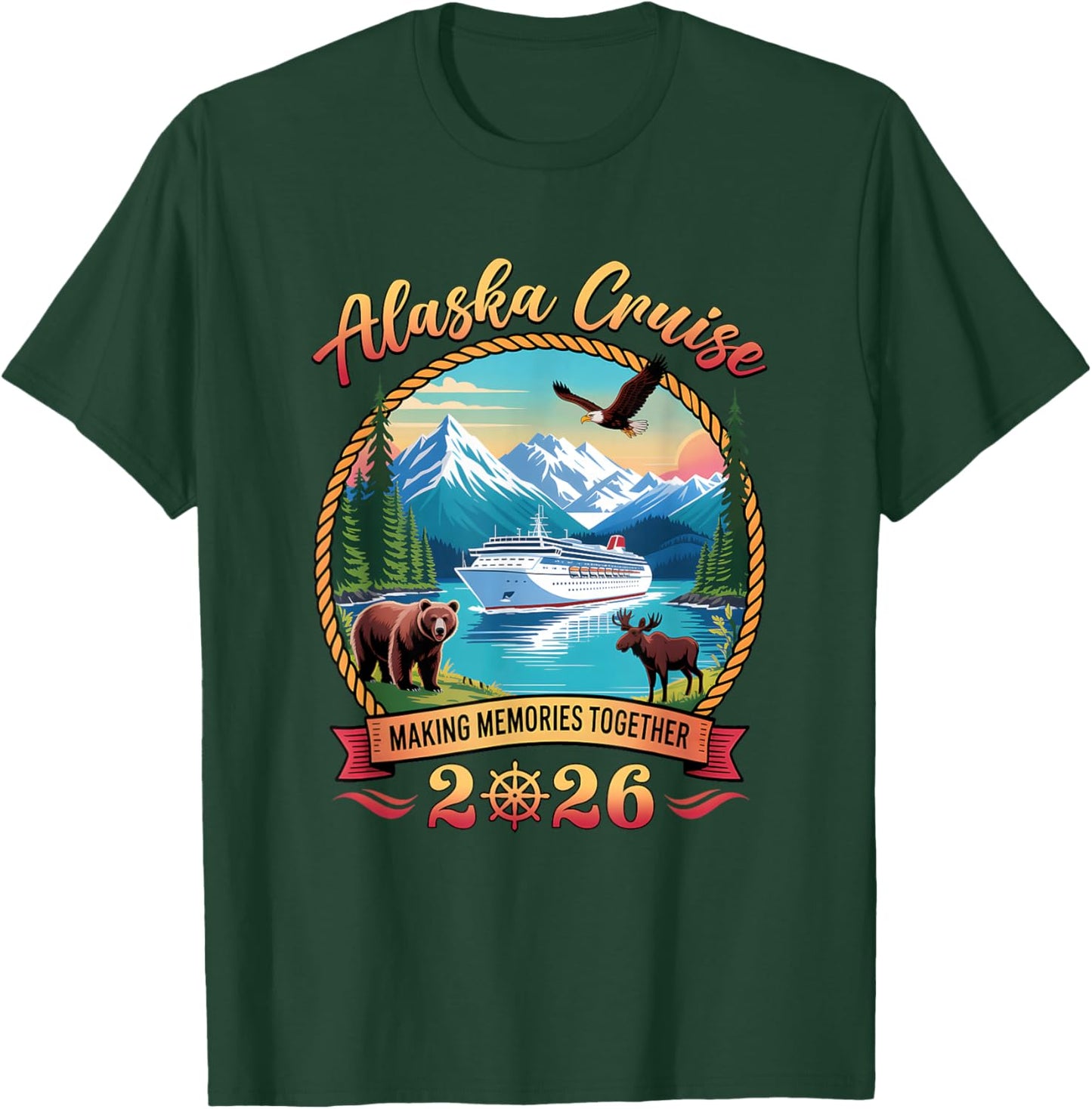 Alaska Cruise 2026 Matching Family Friends and Group Alaskan T-Shirt - T-Shirt | Forest