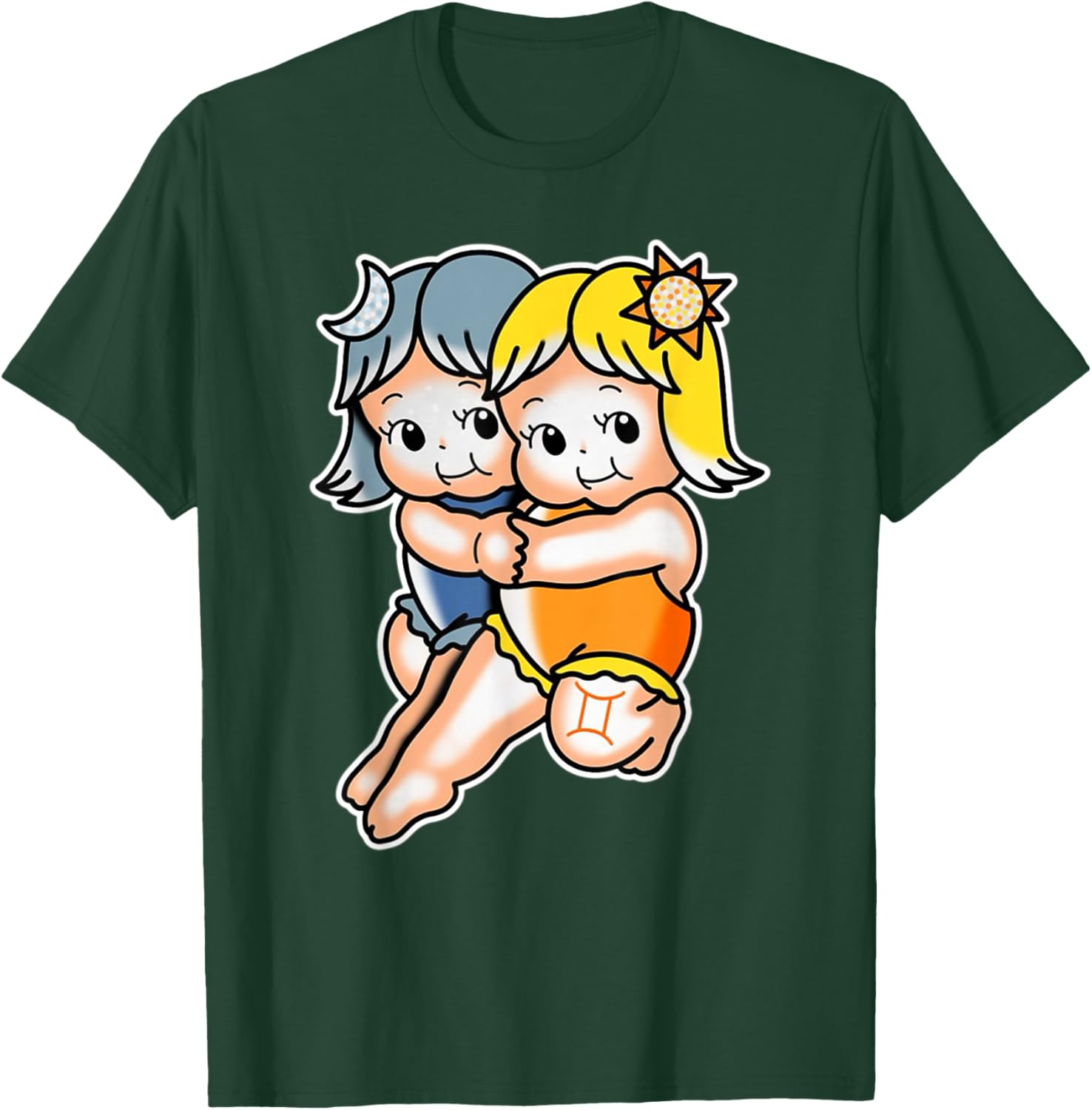 Kewpie Baby Gemini Zodiac Twins Sun Moon T-Shirt - T-Shirt | Forest