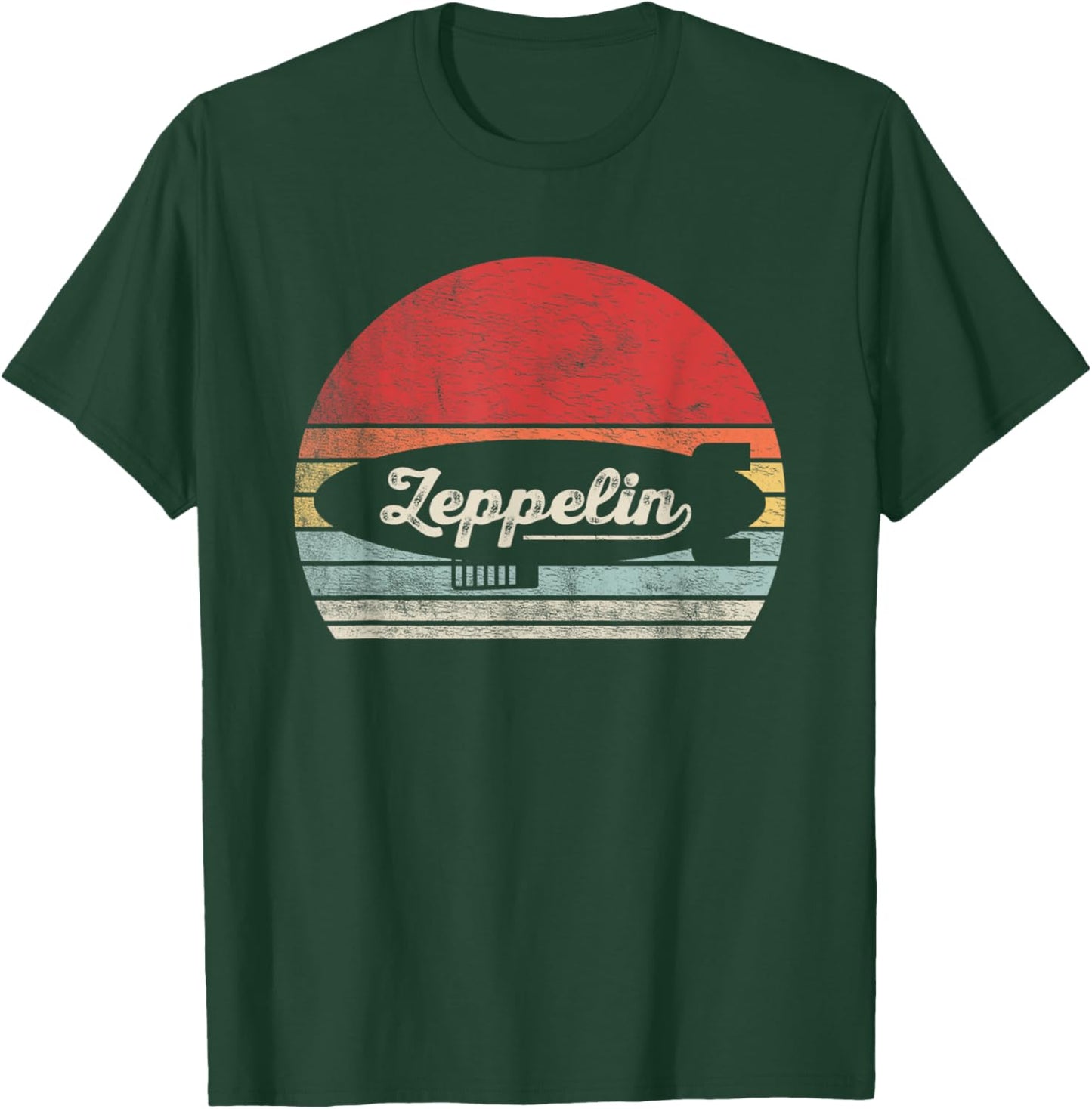 Zeppelin Airship Retro Sunset Stripes T-Shirt - T-Shirt | Forest
