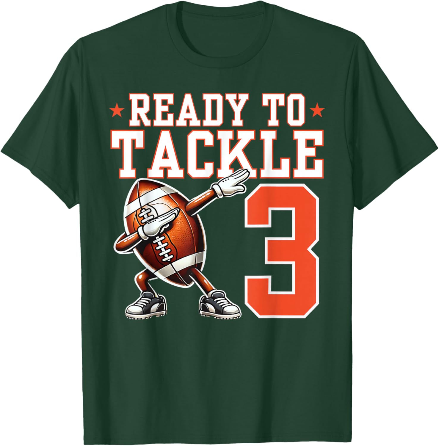 Ready to Tackle 3 Years Old 3rd Birthday Football Party T-Shirt - T-Shirt | Forest