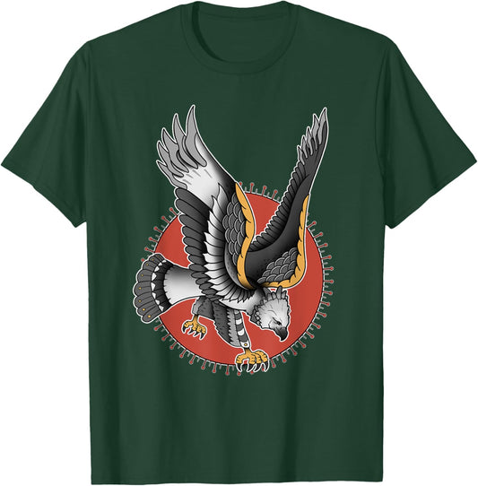 Vintage American Traditional Harpy Eagle Tattoo T-Shirt - T-Shirt | Forest