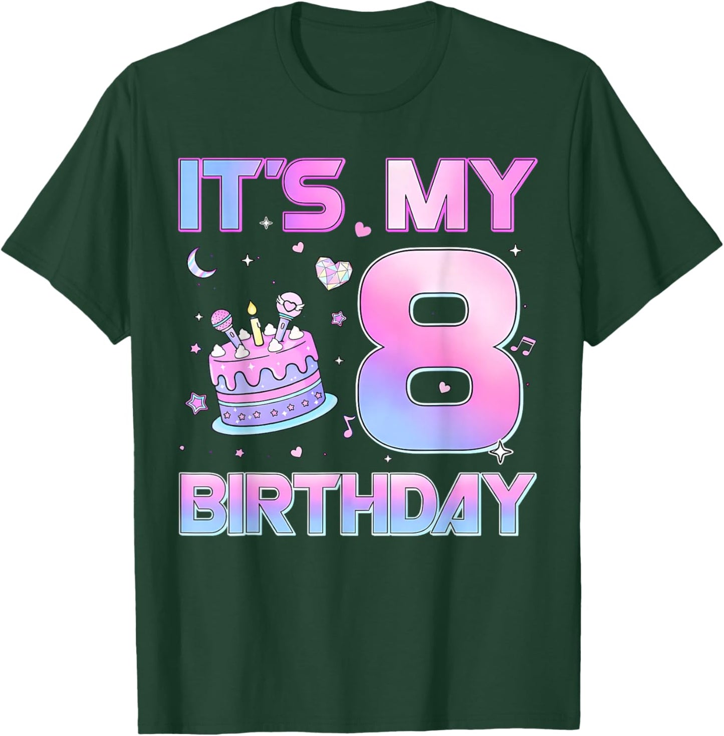 Birthday Girl It's My 8th Birthday 8 Year Old Party T-Shirt - T-Shirt | Forest