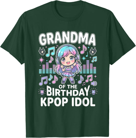 Grandma of the Birthday Kpop Idol Chibi Girls K pop Theme T-Shirt - T-Shirt | Forest