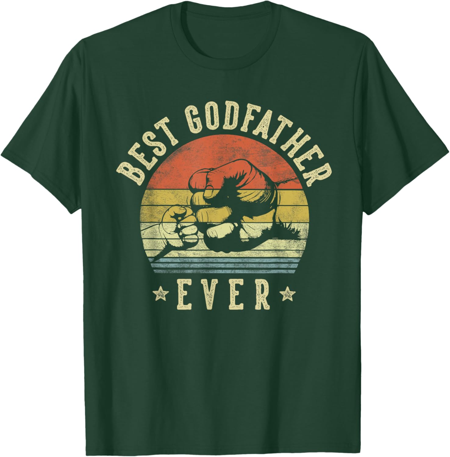 Best Godfather Ever Retro Fist Bump Vintage Design Godfather T-Shirt - T-Shirt | Forest