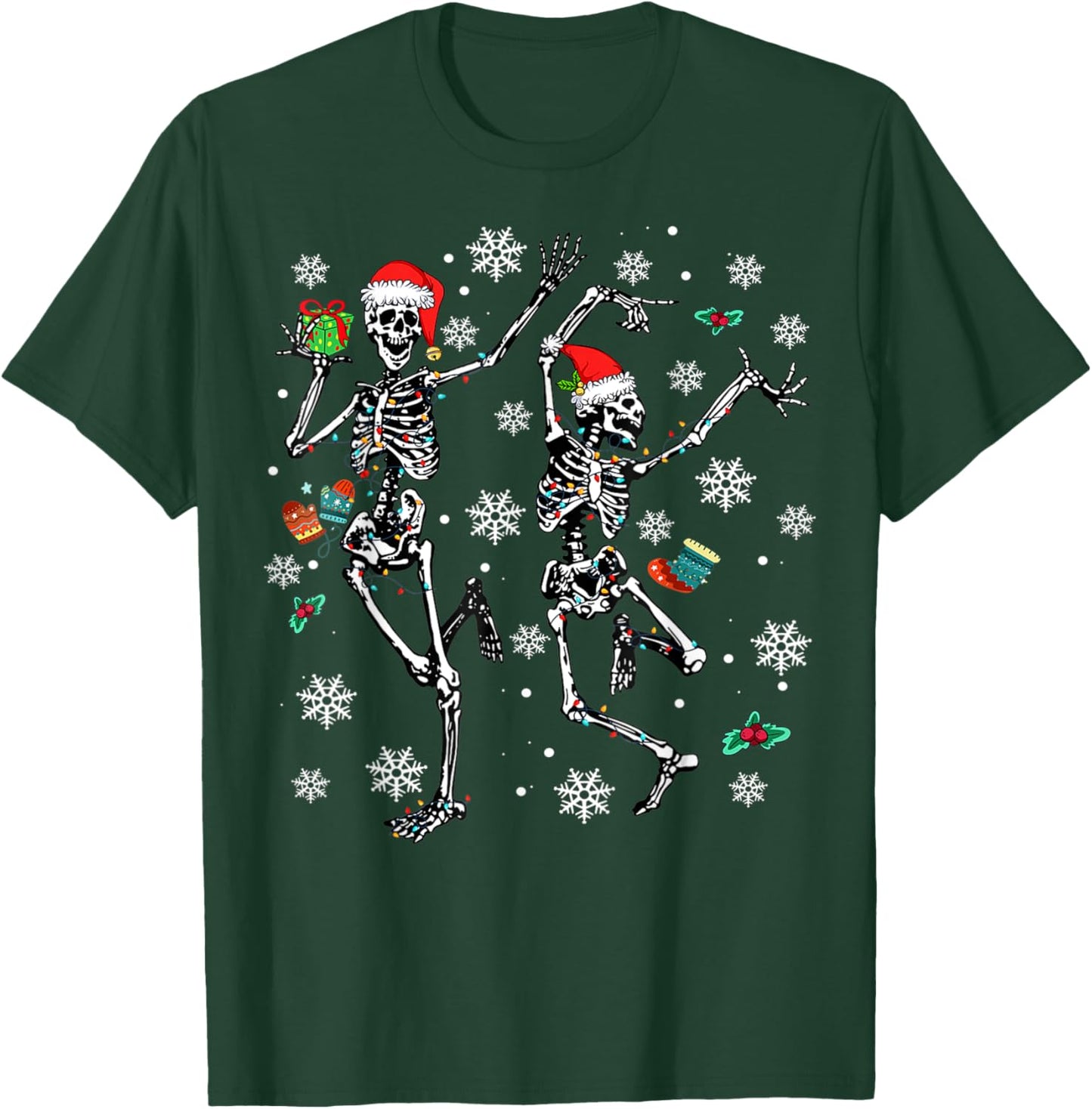 Xmas Tree Christmas Lights Christmas Skeleton Dancing T-Shirt - T-Shirt | Forest