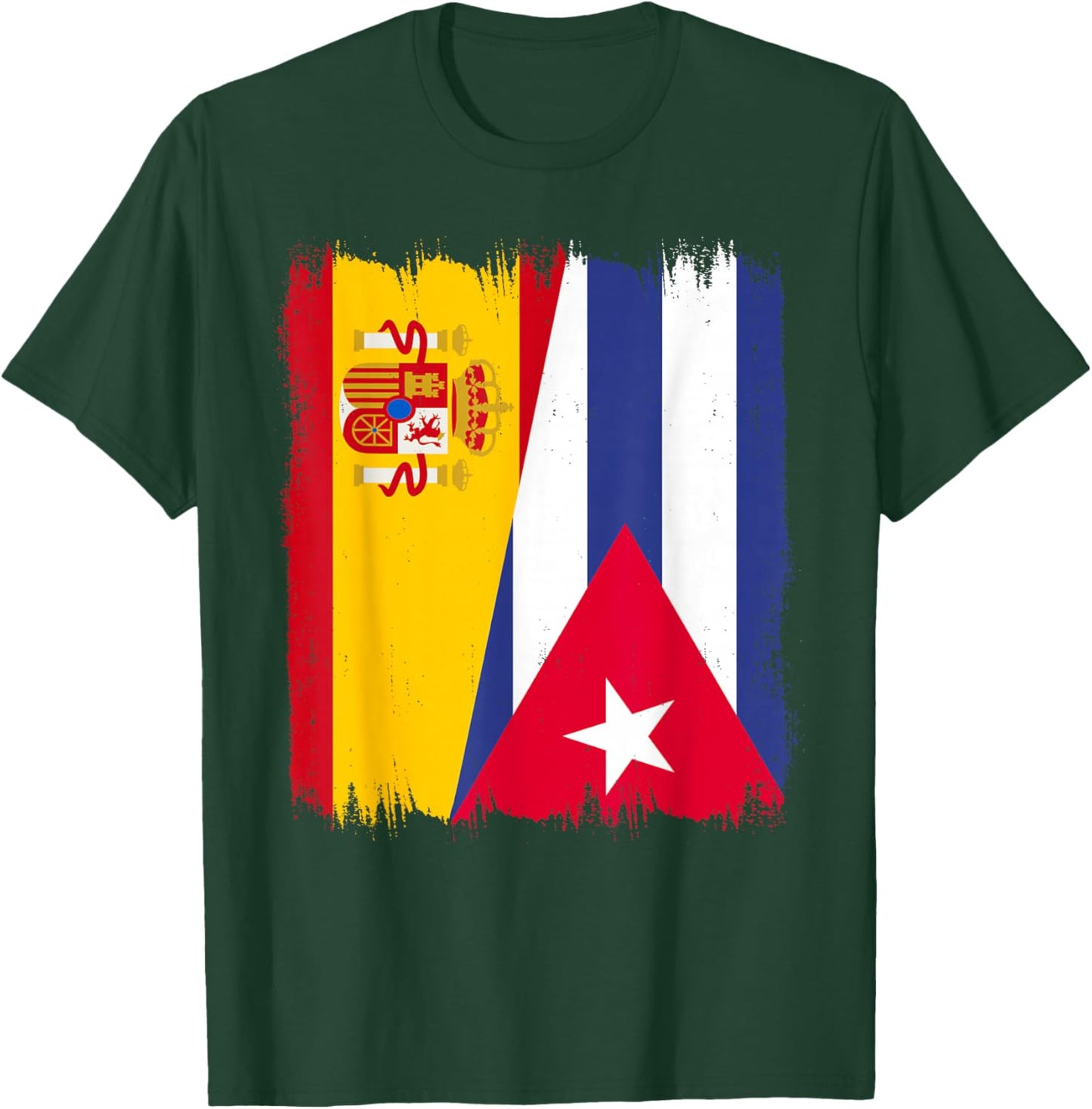 Spain Cuba Half Flag Cubano Pride Spanish Cuban Heritage T-Shirt - T-Shirt | Forest