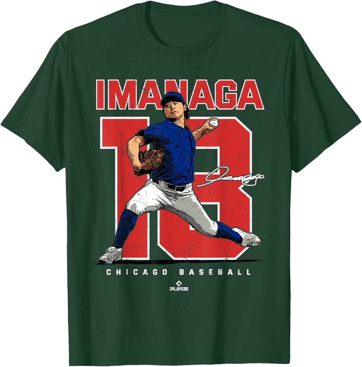 Number and Portrait Shota Imanaga Chicago MLBPA T-Shirt - T-Shirt | Forest