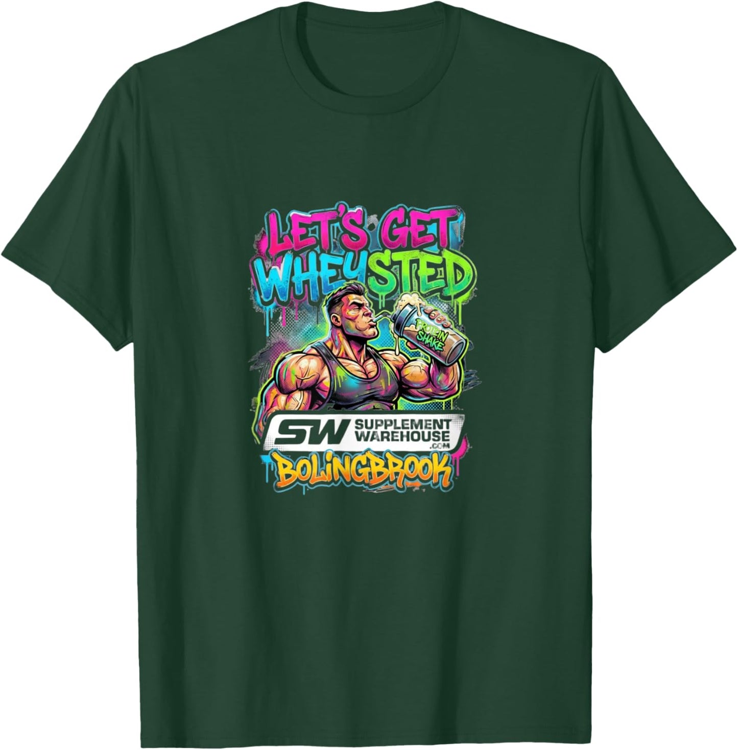 Whey Protein Funny Bodybuilding Supplement Warehouse Design T-Shirt - T-Shirt | Forest