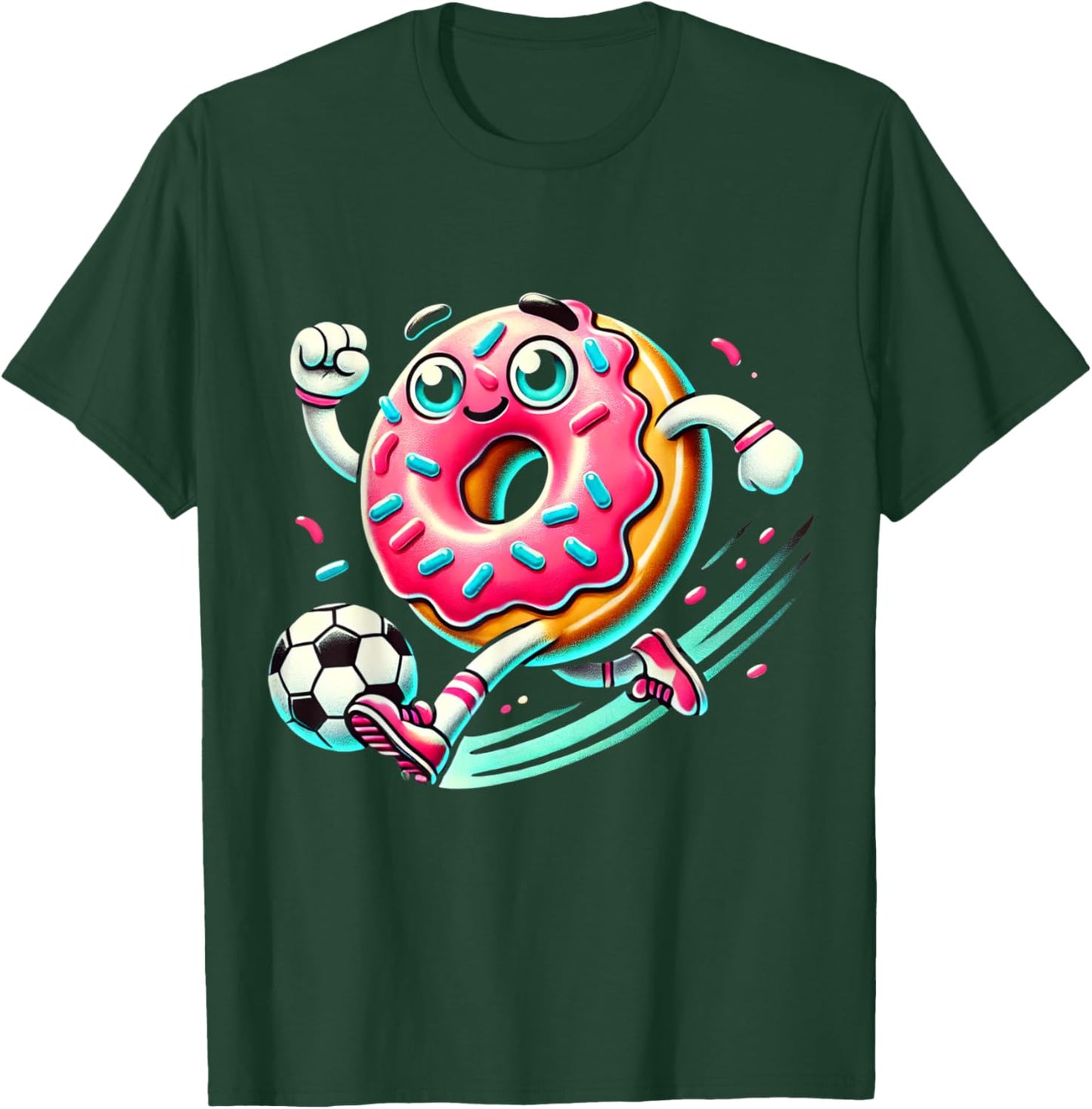 Funny Donut Playing Soccer Food Champ Sports Donut T-Shirt - T-Shirt | Forest
